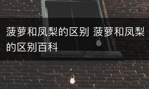 菠萝和凤梨的区别 菠萝和凤梨的区别百科
