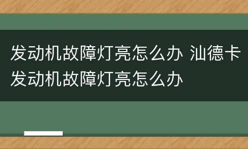 发动机故障灯亮怎么办 汕德卡发动机故障灯亮怎么办