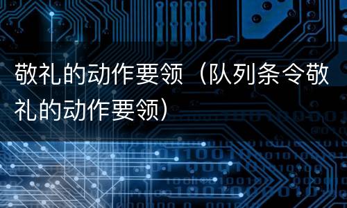 敬礼的动作要领（队列条令敬礼的动作要领）