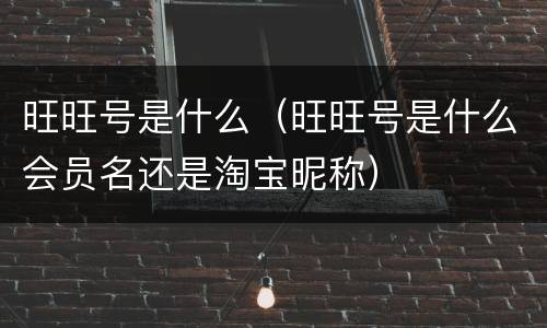 旺旺号是什么（旺旺号是什么会员名还是淘宝昵称）