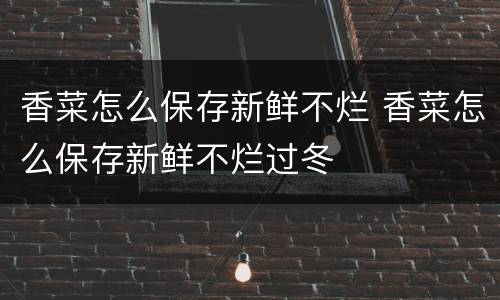 香菜怎么保存新鲜不烂 香菜怎么保存新鲜不烂过冬