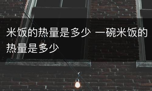 米饭的热量是多少 一碗米饭的热量是多少