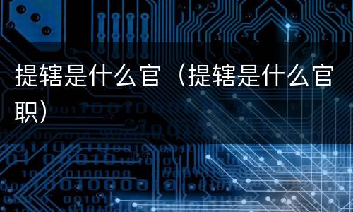 提辖是什么官（提辖是什么官职）