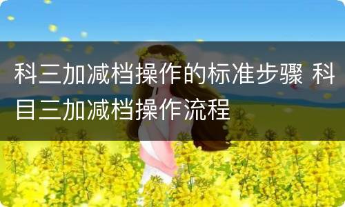 科三加减档操作的标准步骤 科目三加减档操作流程