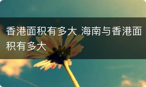 香港面积有多大 海南与香港面积有多大