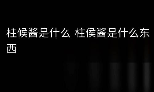 柱候酱是什么 柱侯酱是什么东西