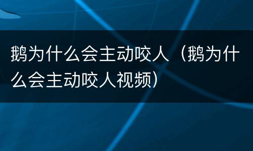 鹅为什么会主动咬人（鹅为什么会主动咬人视频）