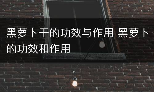 黑萝卜干的功效与作用 黑萝卜的功效和作用
