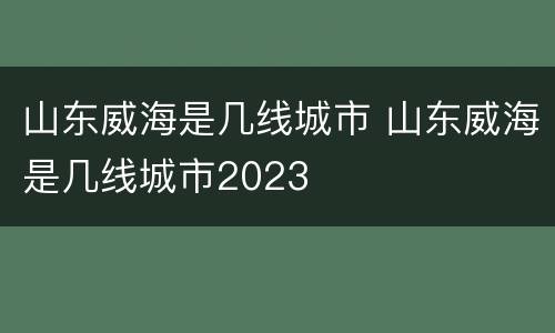山东威海是几线城市 山东威海是几线城市2023