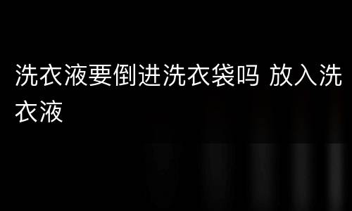 洗衣液要倒进洗衣袋吗 放入洗衣液