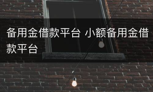 备用金借款平台 小额备用金借款平台