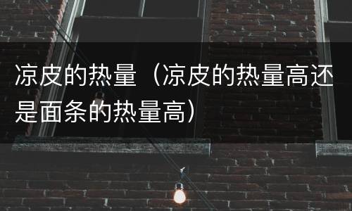 凉皮的热量（凉皮的热量高还是面条的热量高）