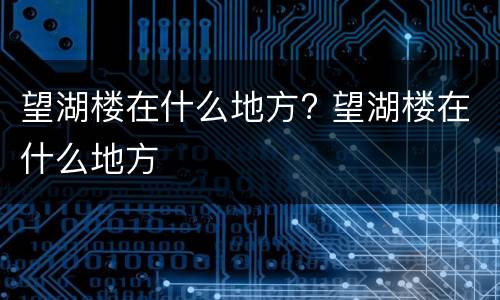 望湖楼在什么地方? 望湖楼在什么地方