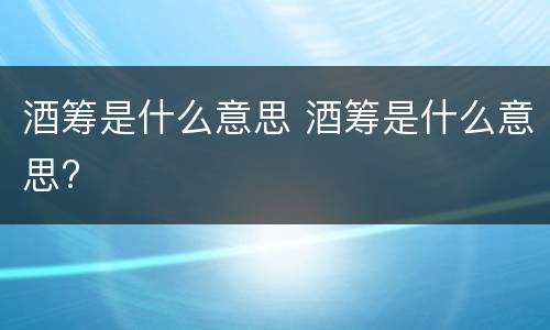 酒筹是什么意思 酒筹是什么意思?