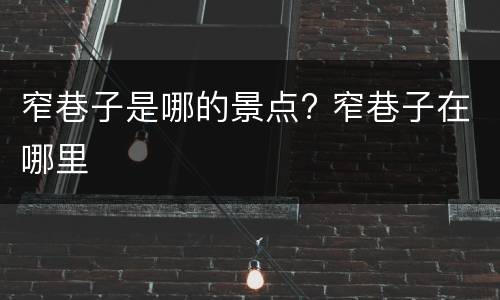 窄巷子是哪的景点? 窄巷子在哪里