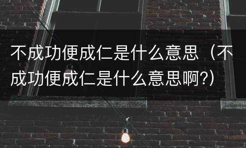 不成功便成仁是什么意思（不成功便成仁是什么意思啊?）