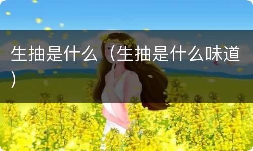 生抽是什么（生抽是什么味道）