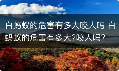 白蚂蚁的危害有多大咬人吗 白蚂蚁的危害有多大?咬人吗?