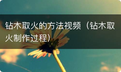 钻木取火的方法视频（钻木取火制作过程）