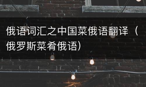 俄语词汇之中国菜俄语翻译（俄罗斯菜肴俄语）