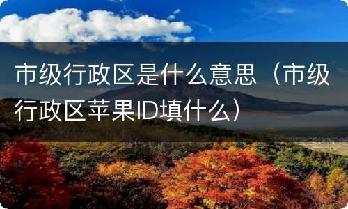 市级行政区是什么意思（市级行政区苹果ID填什么）