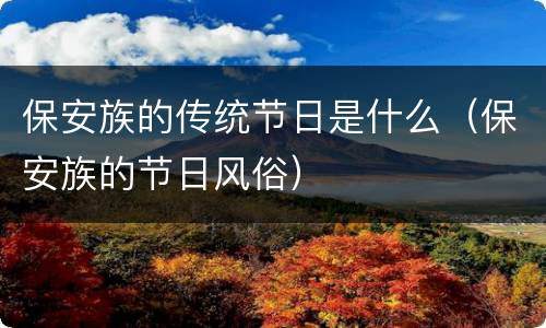 保安族的传统节日是什么（保安族的节日风俗）