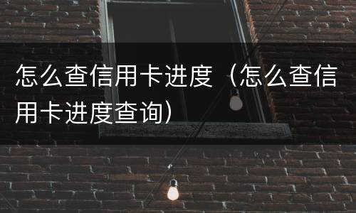 怎么查信用卡进度（怎么查信用卡进度查询）