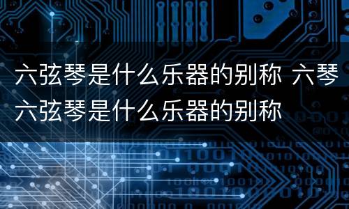 六弦琴是什么乐器的别称 六琴六弦琴是什么乐器的别称