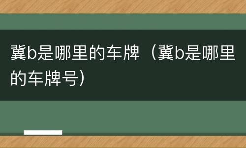 冀b是哪里的车牌（冀b是哪里的车牌号）