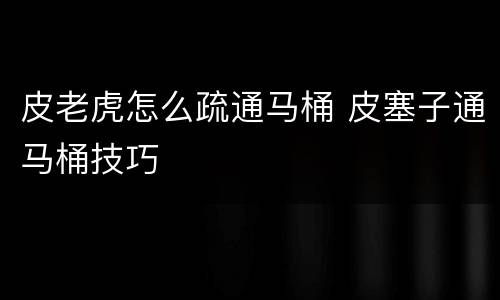 皮老虎怎么疏通马桶 皮塞子通马桶技巧