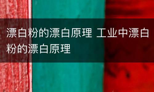 漂白粉的漂白原理 工业中漂白粉的漂白原理