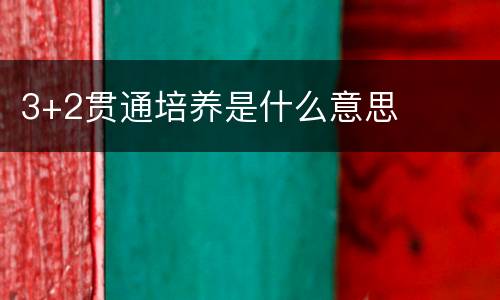 3+2贯通培养是什么意思