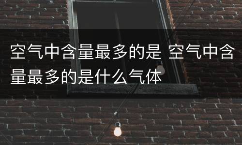 空气中含量最多的是 空气中含量最多的是什么气体