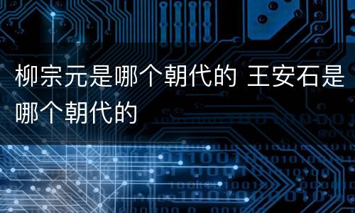 柳宗元是哪个朝代的 王安石是哪个朝代的
