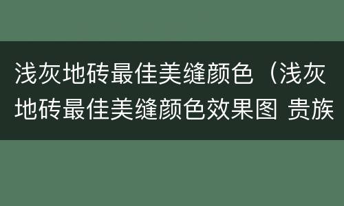 浅灰地砖最佳美缝颜色（浅灰地砖最佳美缝颜色效果图 贵族）