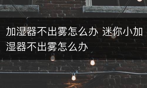 加湿器不出雾怎么办 迷你小加湿器不出雾怎么办