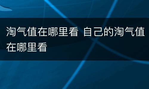淘气值在哪里看 自己的淘气值在哪里看