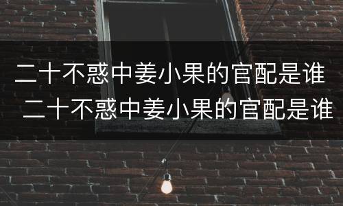 二十不惑中姜小果的官配是谁 二十不惑中姜小果的官配是谁扮演的