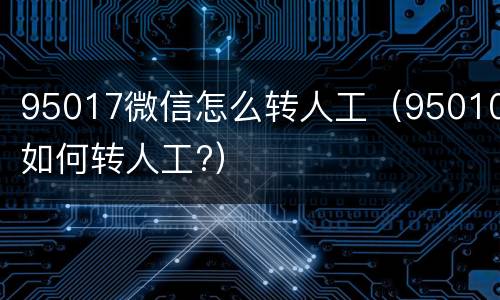 95017微信怎么转人工（95010如何转人工?）