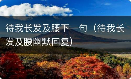待我长发及腰下一句（待我长发及腰幽默回复）