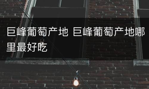 巨峰葡萄产地 巨峰葡萄产地哪里最好吃