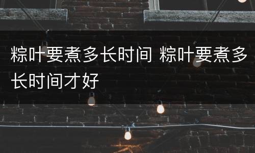 粽叶要煮多长时间 粽叶要煮多长时间才好