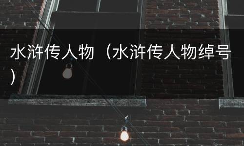 水浒传人物（水浒传人物绰号）