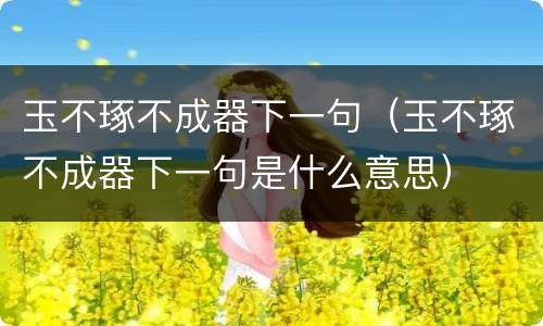 玉不琢不成器下一句（玉不琢不成器下一句是什么意思）
