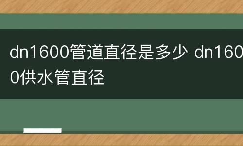 dn1600管道直径是多少 dn1600供水管直径