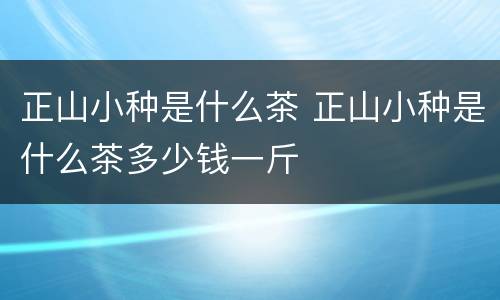 正山小种是什么茶 正山小种是什么茶多少钱一斤