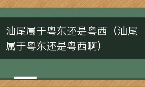 汕尾属于粤东还是粤西（汕尾属于粤东还是粤西啊）