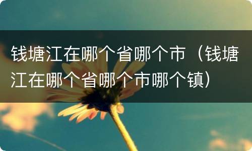 钱塘江在哪个省哪个市（钱塘江在哪个省哪个市哪个镇）