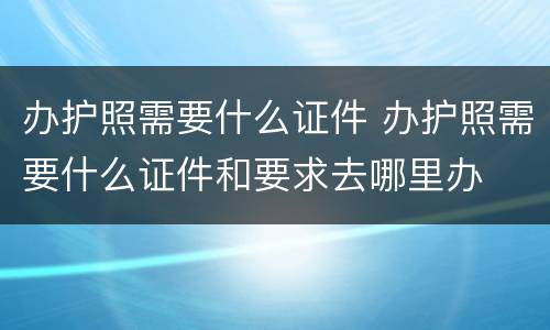 办护照需要什么证件 办护照需要什么证件和要求去哪里办