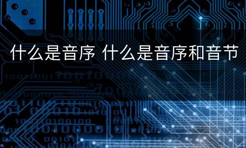 什么是音序 什么是音序和音节